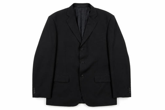 Front view of Marks & Spencer men’s black polyester jacket suit jacket, size 40, regular