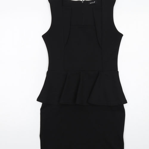 Nikka Womens Black Polyester Shift Size 10 Square Neck Zip