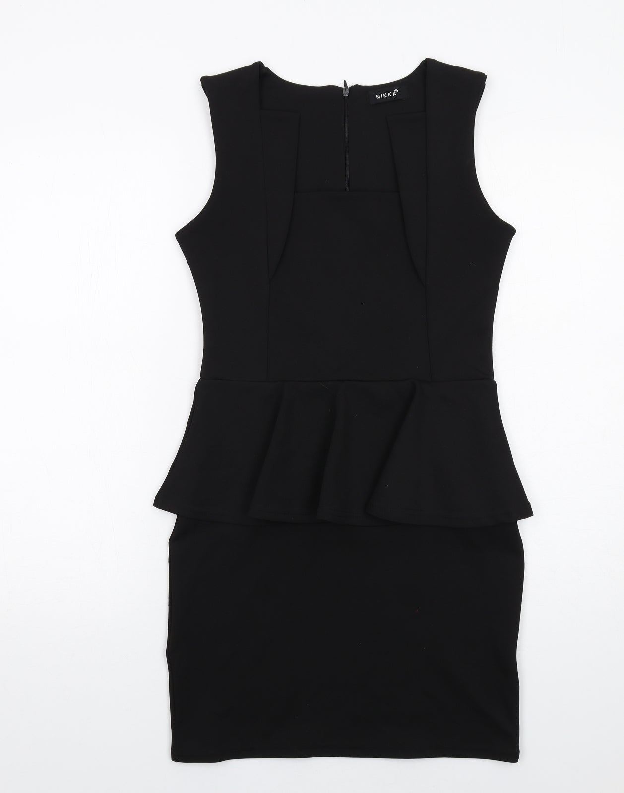 Nikka Womens Black Polyester Shift Size 10 Square Neck Zip