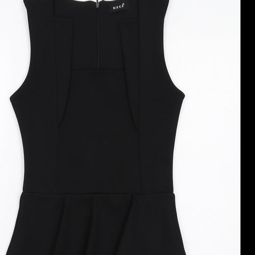 Nikka Womens Black Polyester Shift Size 10 Square Neck Zip