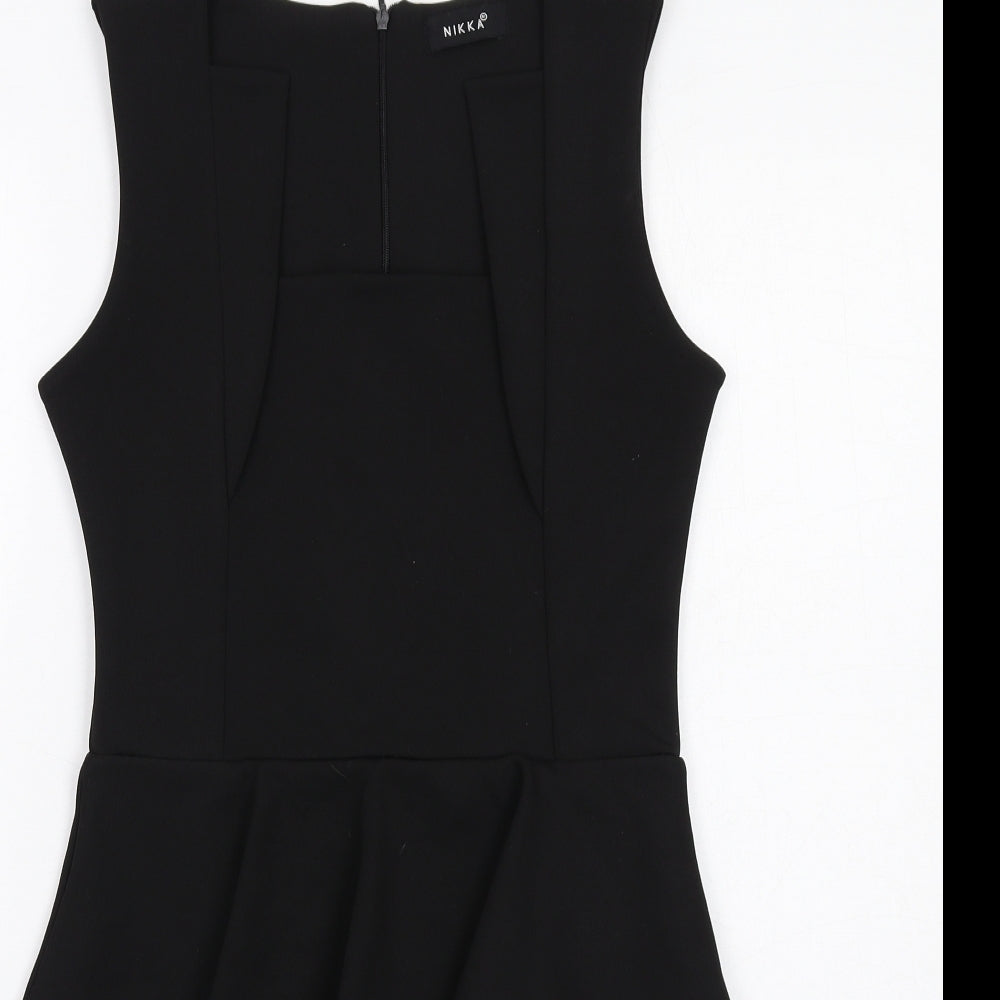 Nikka Womens Black Polyester Shift Size 10 Square Neck Zip