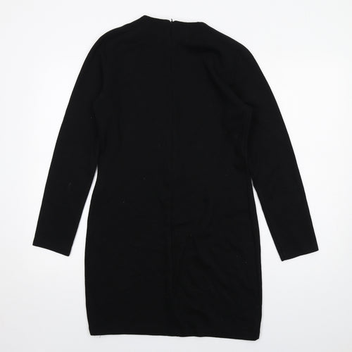 Zara Womens Black Polyester Shift Size L Round Neck Zip