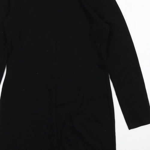 Zara Womens Black Polyester Shift Size L Round Neck Zip