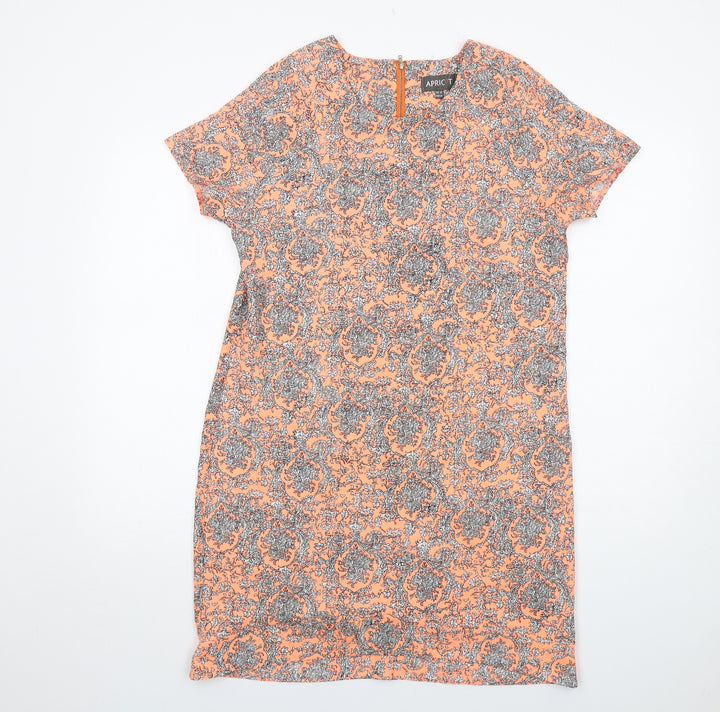 Apricot Womens Orange Geometric Polyester A-Line Size 12 V-Neck Zip