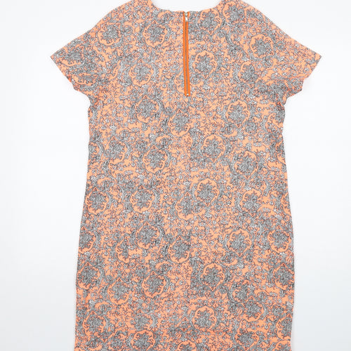 Apricot Womens Orange Geometric Polyester A-Line Size 12 V-Neck Zip