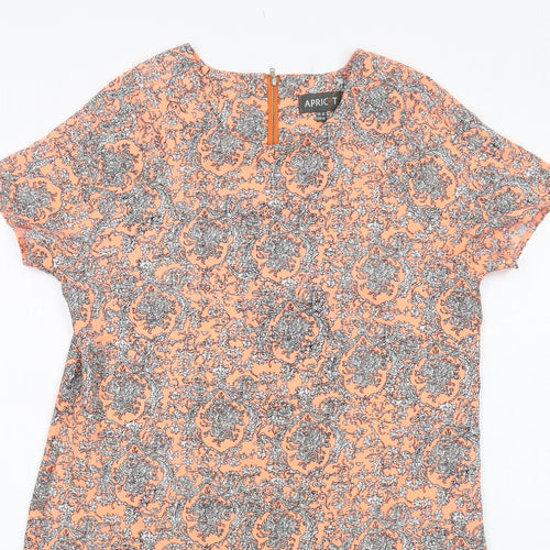 Apricot Womens Orange Geometric Polyester A-Line Size 12 V-Neck Zip