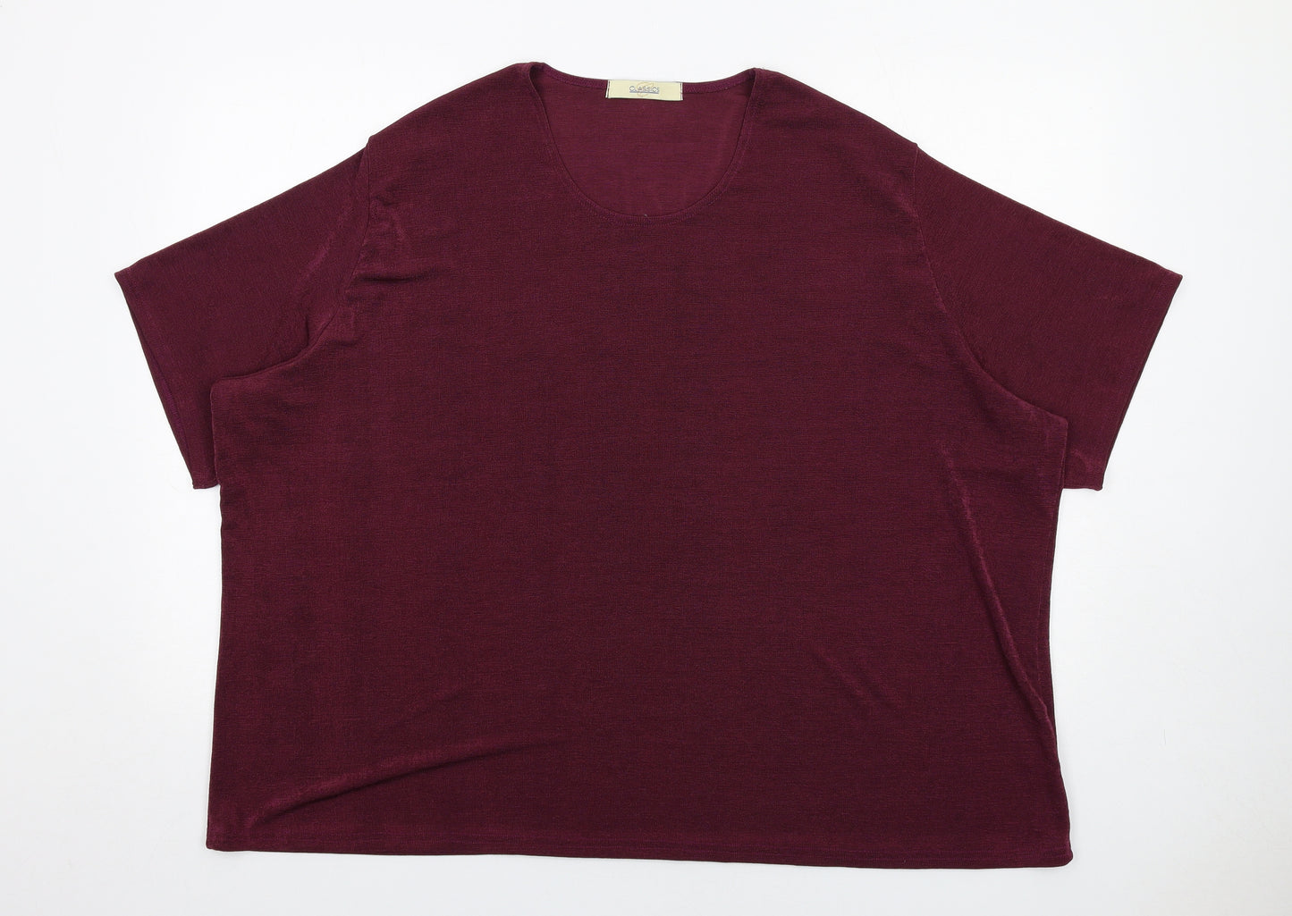 Classics Womens Purple Polyester Basic T-Shirt Size 32 Round Neck