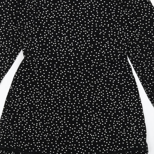 Warehouse Womens Black Polka Dot Polyester A-Line Size 10 Round Neck Pullover