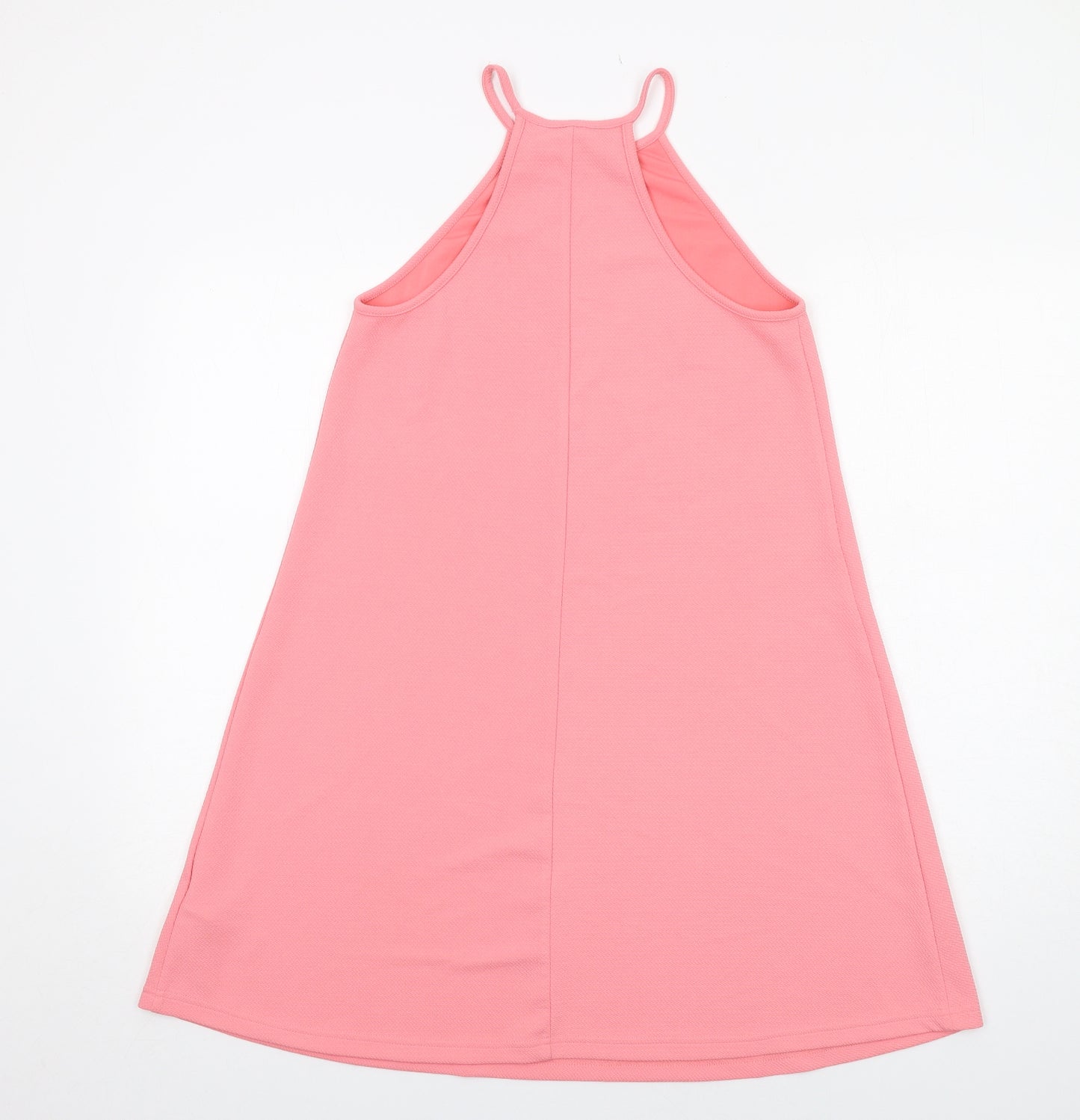 New Look Womens Pink Polyester Slip Dress Size 8 Round Neck Pullover