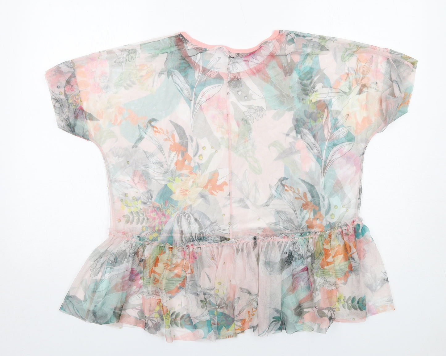 NEXT Womens Multicoloured Floral Polyester Basic T-Shirt Size 10 Round Neck