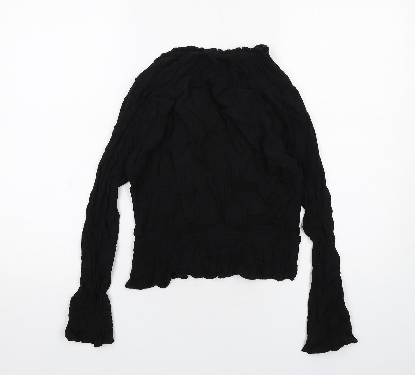 H&M Womens Black Viscose Basic Blouse Size 12 V-Neck