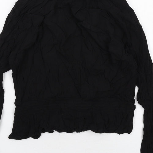 H&M Womens Black Viscose Basic Blouse Size 12 V-Neck