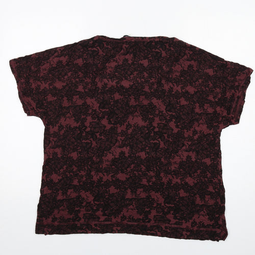Autograph Womens Red Geometric Viscose Basic T-Shirt Size 18 Round Neck