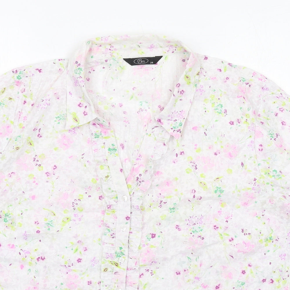 Bonmarché Womens Multicoloured Floral Polyester Basic Button-Up Size 24 Collared