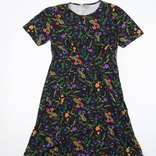ASOS Womens Multicoloured Floral Polyester T-Shirt Dress Size 8 Round Neck Pullover