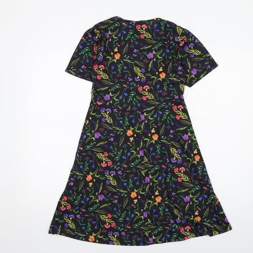 ASOS Womens Multicoloured Floral Polyester T-Shirt Dress Size 8 Round Neck Pullover