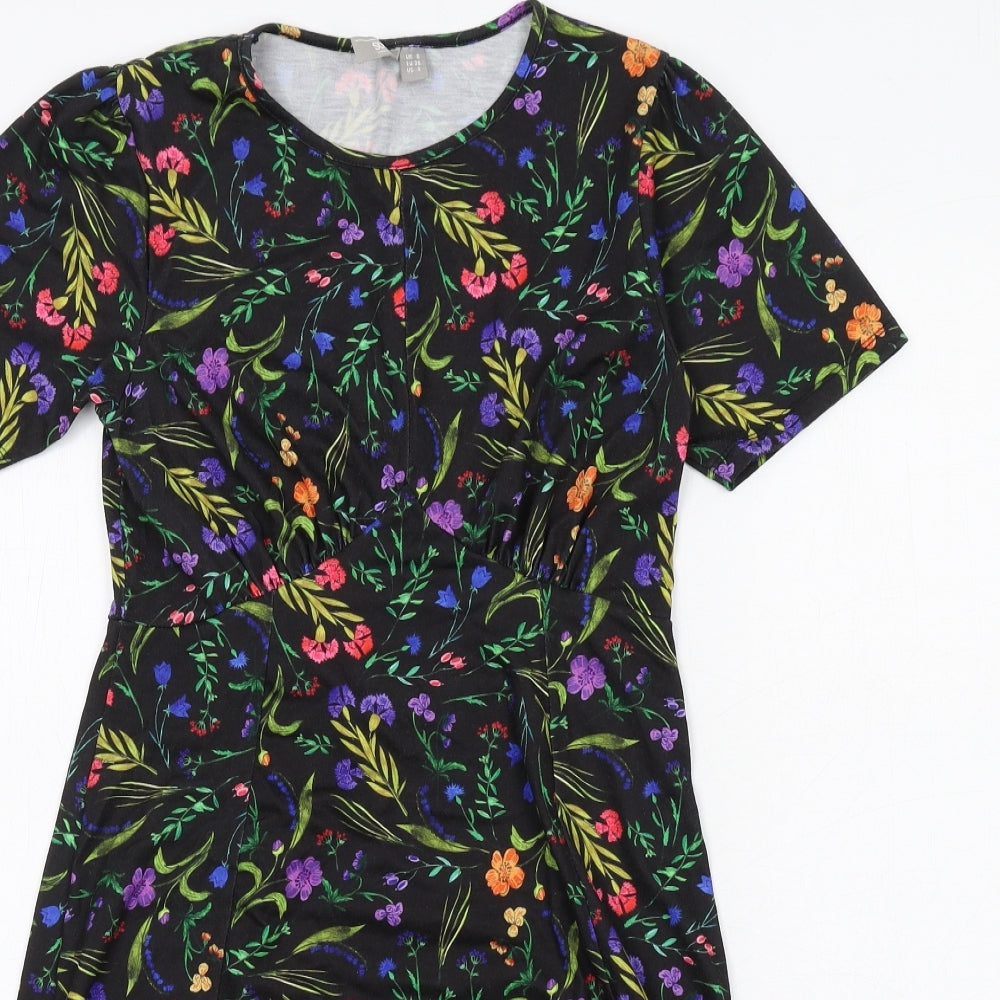 ASOS Womens Multicoloured Floral Polyester T-Shirt Dress Size 8 Round Neck Pullover