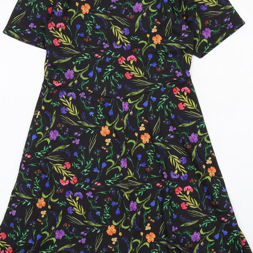 ASOS Womens Multicoloured Floral Polyester T-Shirt Dress Size 8 Round Neck Pullover