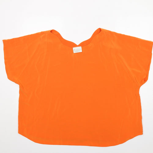 Profiles Womens Orange Polyester Basic T-Shirt Size 30 Round Neck