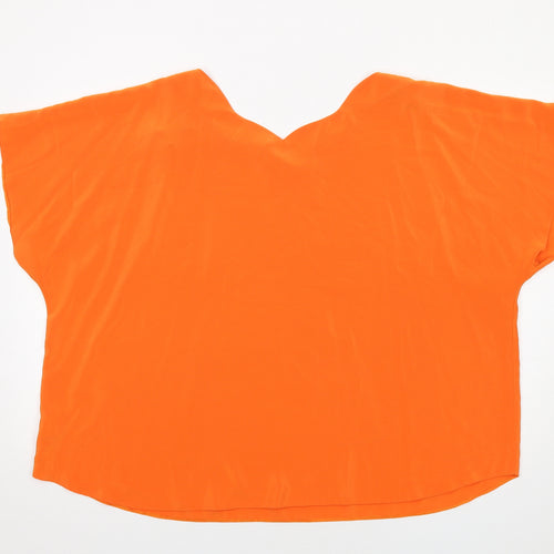 Profiles Womens Orange Polyester Basic T-Shirt Size 30 Round Neck