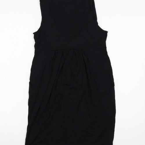 Warehouse Womens Black Viscose Tunic Tank Size 10 Scoop Neck