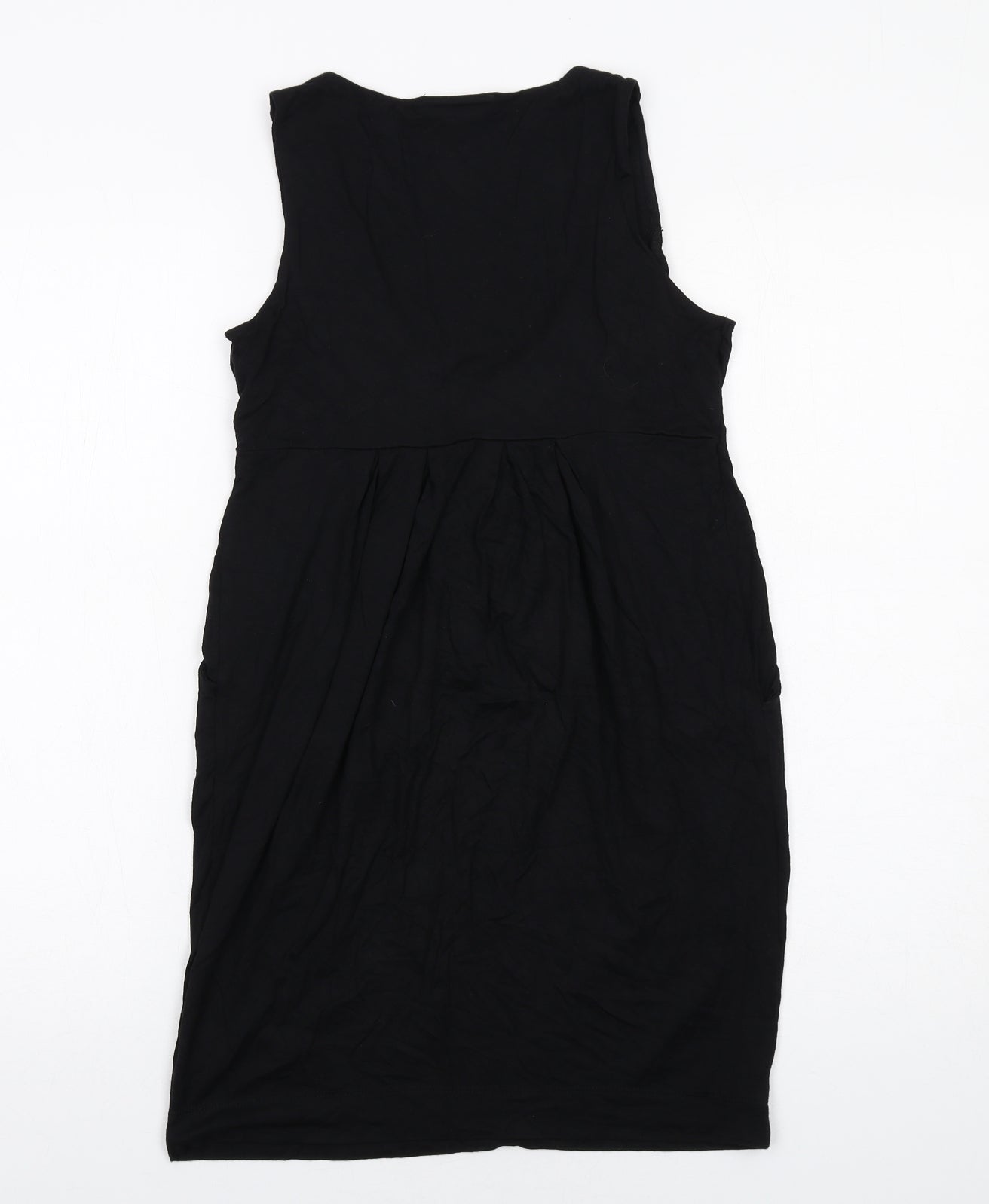 Warehouse Womens Black Viscose Tunic Tank Size 10 Scoop Neck