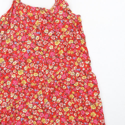New Look Womens Red Floral Viscose Playsuit One-Piece Size 12 Pullover