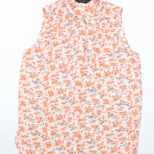 Dorothy Perkins Womens Multicoloured Floral Polyester Basic Button-Up Size 12 Collared