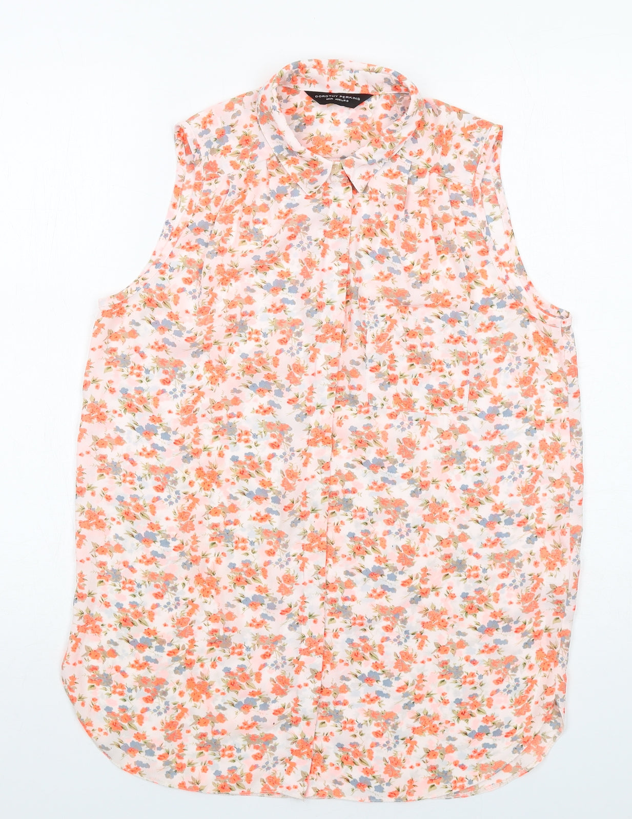 Dorothy Perkins Womens Multicoloured Floral Polyester Basic Button-Up Size 12 Collared