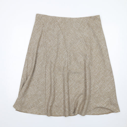 Marks and Spencer Womens Beige Geometric Polyester A-Line Skirt Size 20