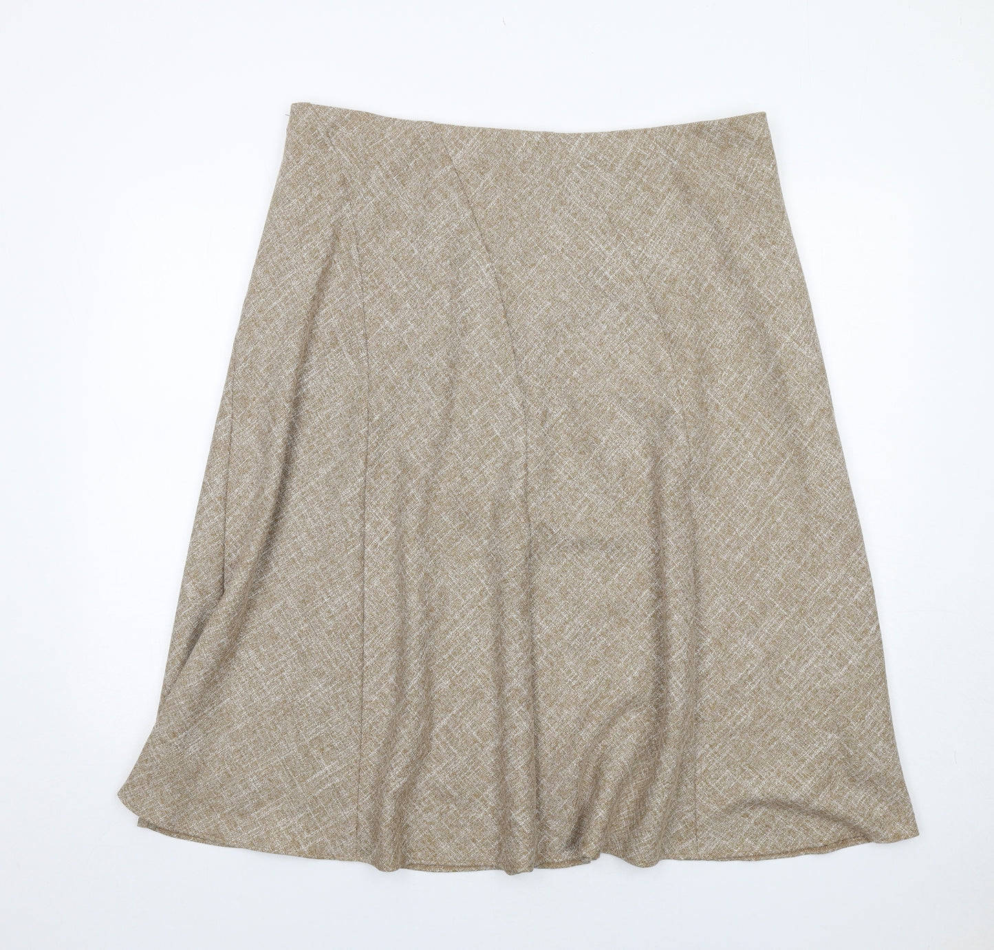 Marks and Spencer Womens Beige Geometric Polyester A-Line Skirt Size 20