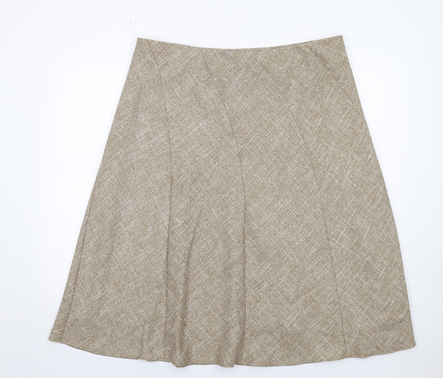 Marks and Spencer Womens Beige Geometric Polyester A-Line Skirt Size 20