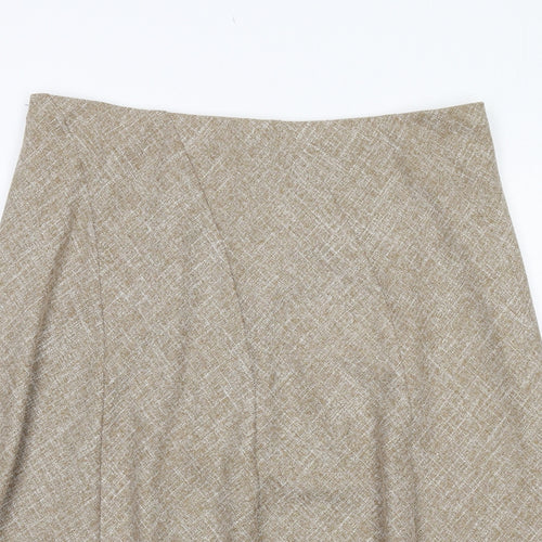 Marks and Spencer Womens Beige Geometric Polyester A-Line Skirt Size 20
