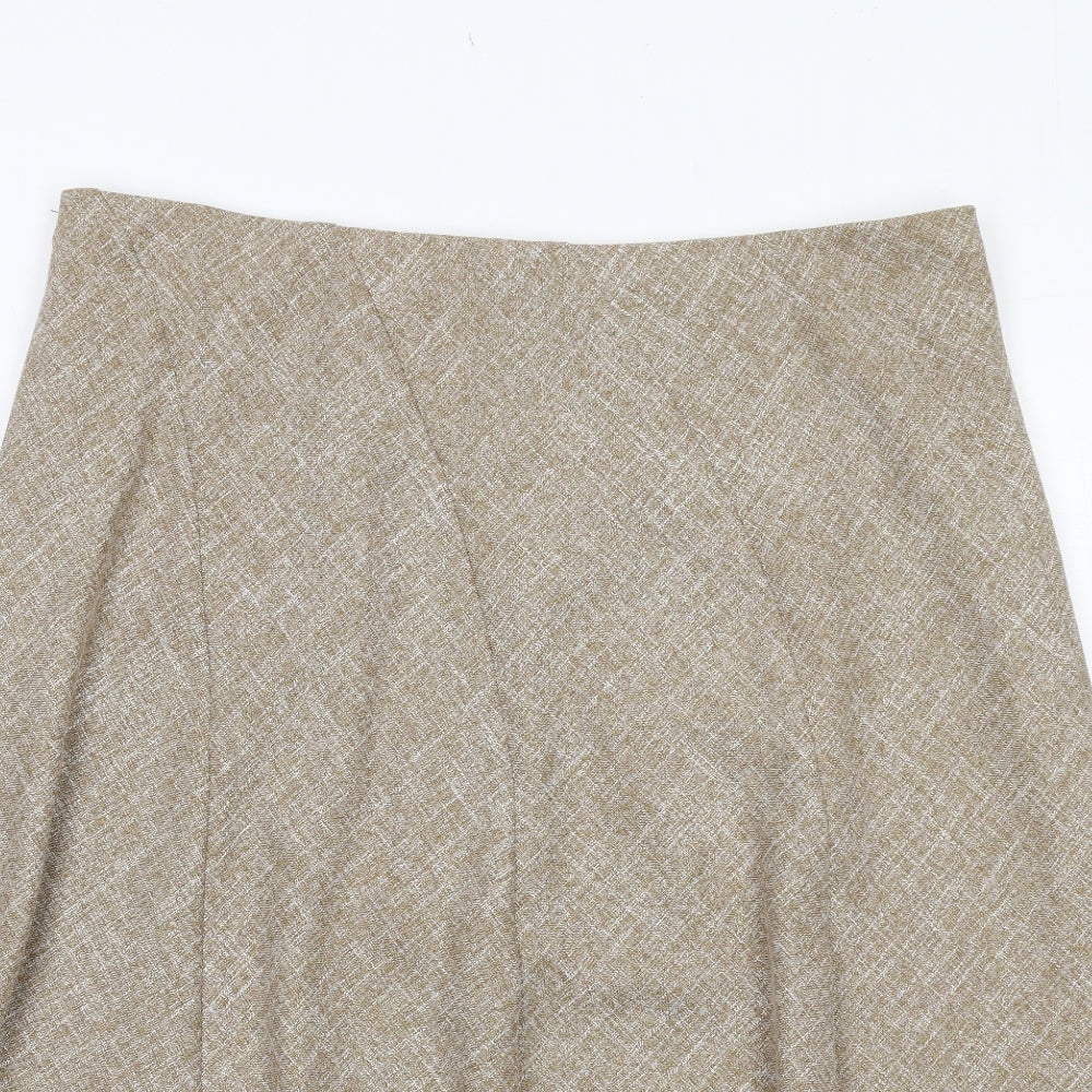 Marks and Spencer Womens Beige Geometric Polyester A-Line Skirt Size 20