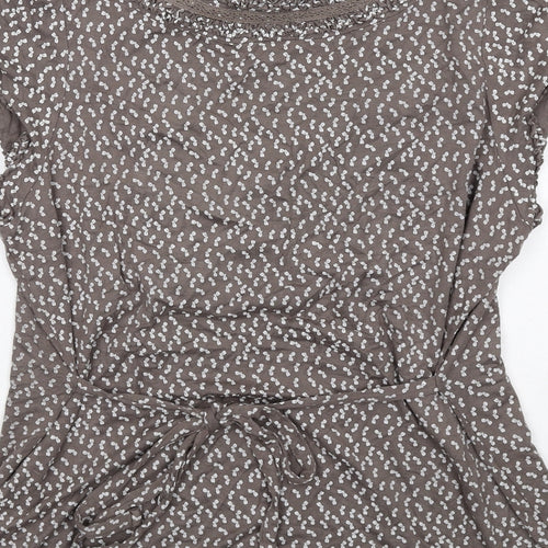 RJR.John Rocha Womens Brown Geometric Viscose Basic T-Shirt Size 20 Scoop Neck