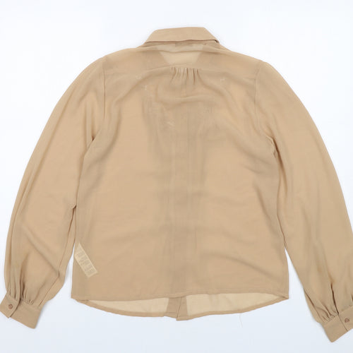 New Look Womens Beige Polyester Basic Button-Up Size 12 Collared