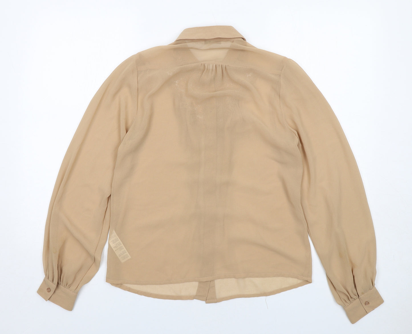 New Look Womens Beige Polyester Basic Button-Up Size 12 Collared