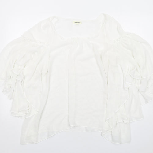 Max Studio Womens White Polyester Basic Blouse Size XL Round Neck