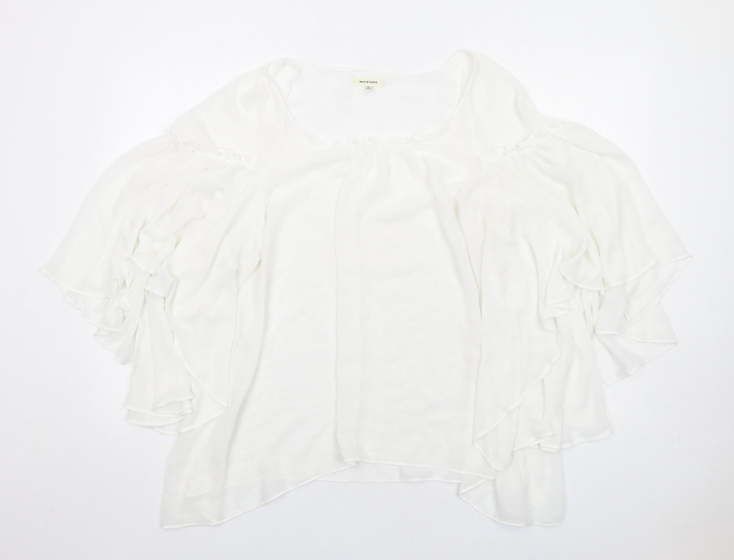 Max Studio Womens White Polyester Basic Blouse Size XL Round Neck