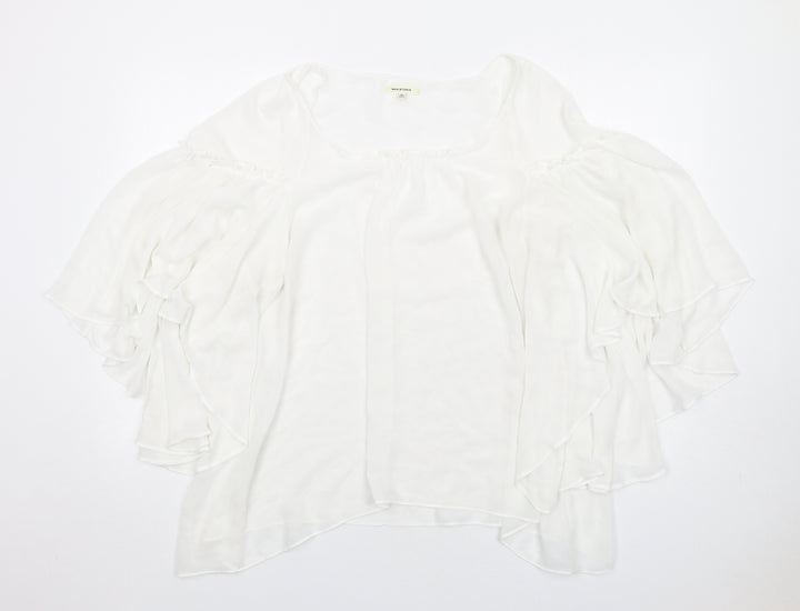 Max Studio Womens White Polyester Basic Blouse Size XL Round Neck