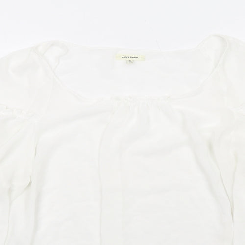 Max Studio Womens White Polyester Basic Blouse Size XL Round Neck