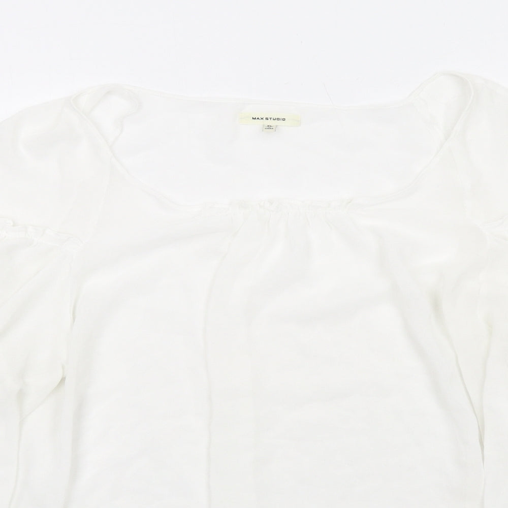 Max Studio Womens White Polyester Basic Blouse Size XL Round Neck
