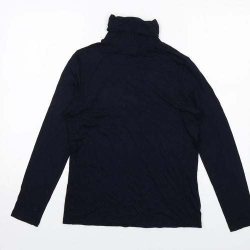 Hobbs Womens Blue Viscose Basic T-Shirt Size M Roll Neck