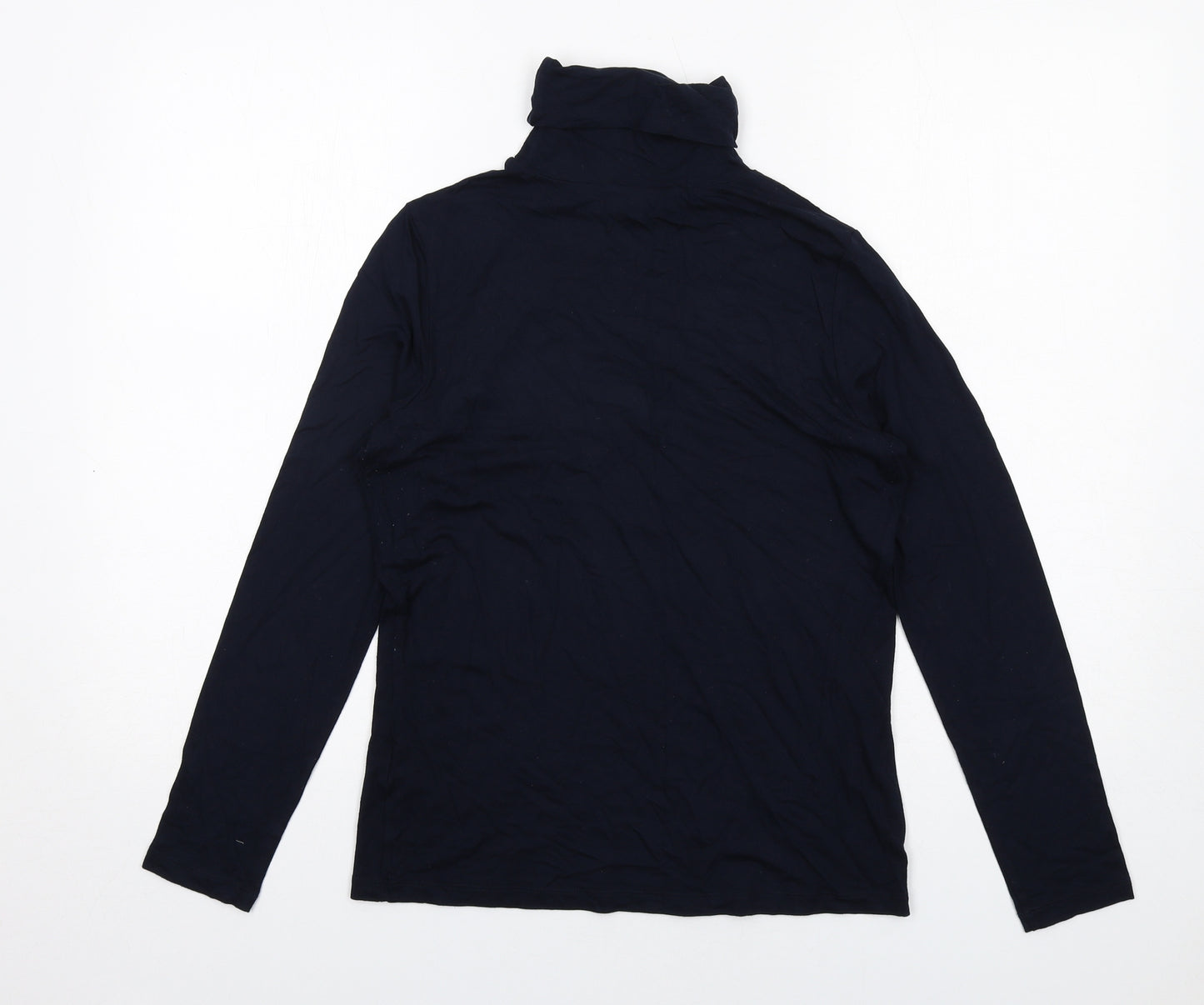 Hobbs Womens Blue Viscose Basic T-Shirt Size M Roll Neck