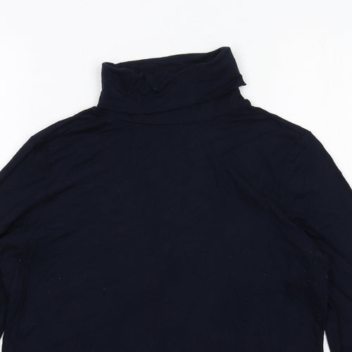 Hobbs Womens Blue Viscose Basic T-Shirt Size M Roll Neck