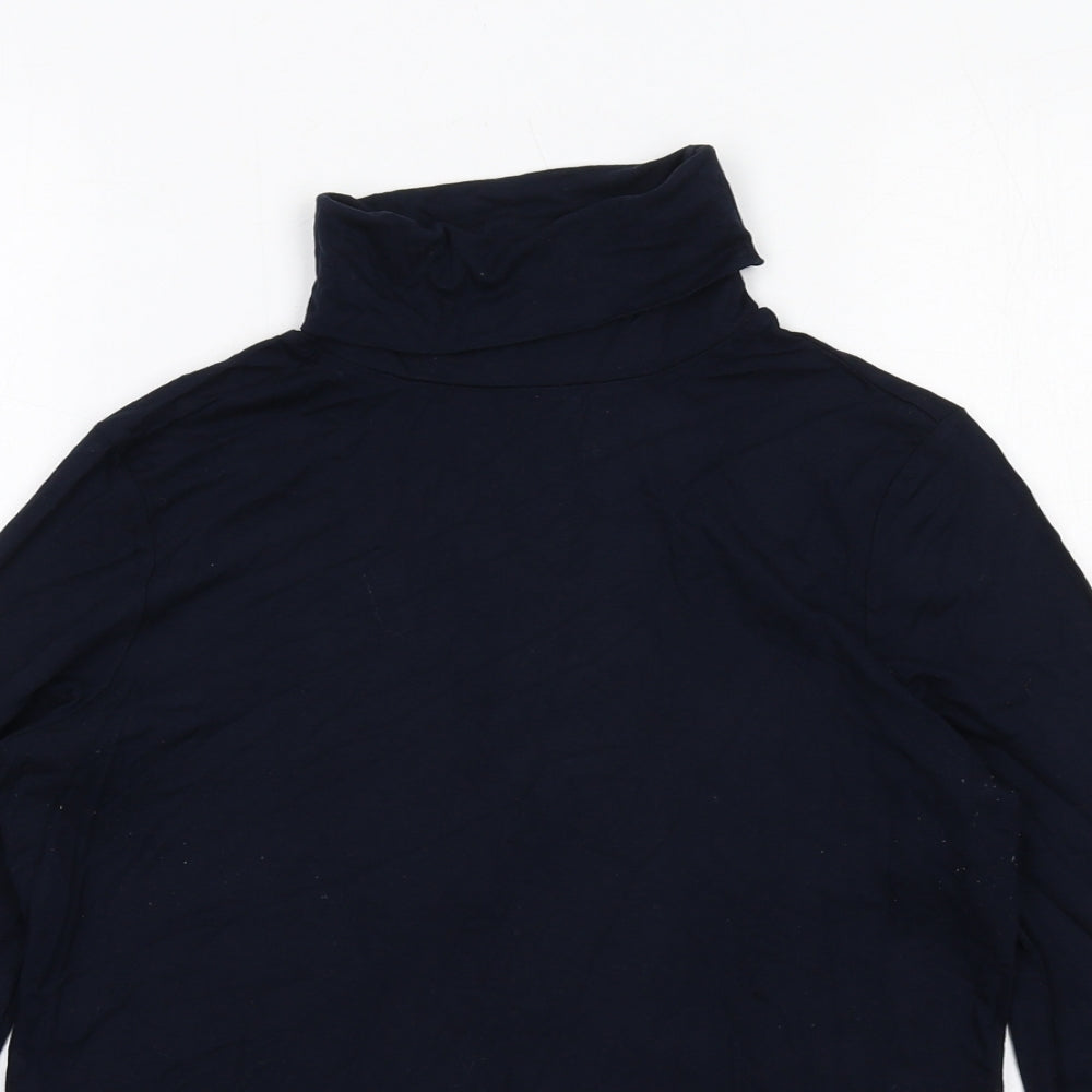 Hobbs Womens Blue Viscose Basic T-Shirt Size M Roll Neck