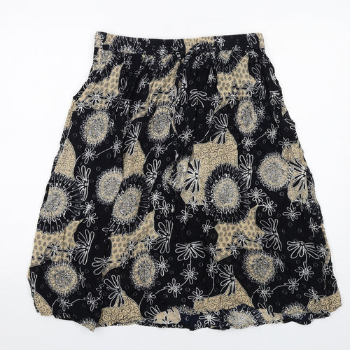 Saloos Womens Multicoloured Geometric Viscose Swing Skirt Size M Drawstring