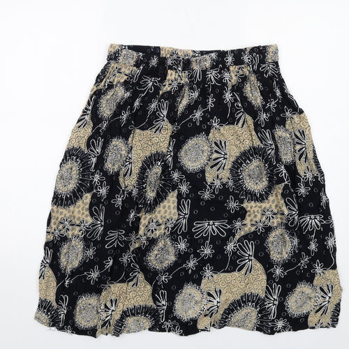 Saloos Womens Multicoloured Geometric Viscose Swing Skirt Size M Drawstring