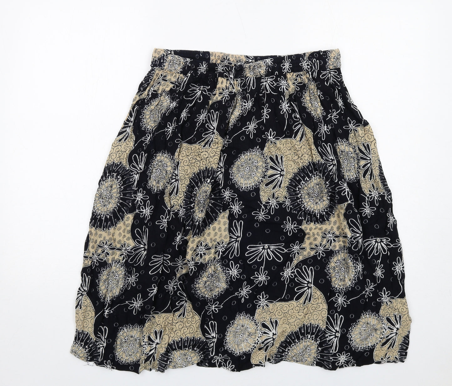 Saloos Womens Multicoloured Geometric Viscose Swing Skirt Size M Drawstring