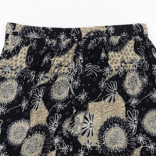 Saloos Womens Multicoloured Geometric Viscose Swing Skirt Size M Drawstring